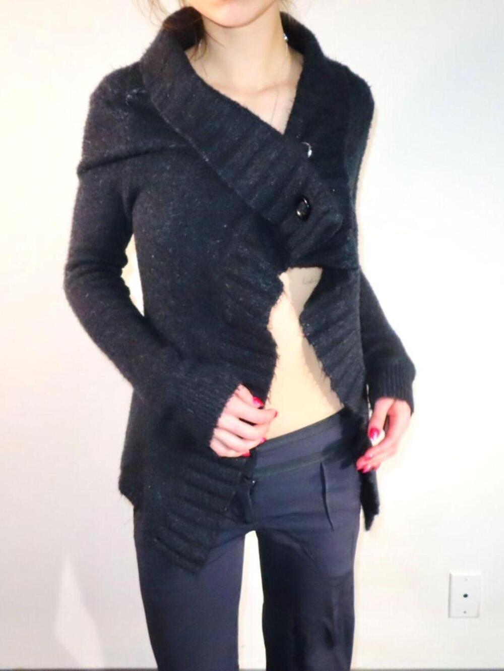 Women's Grey and Black Cardigan